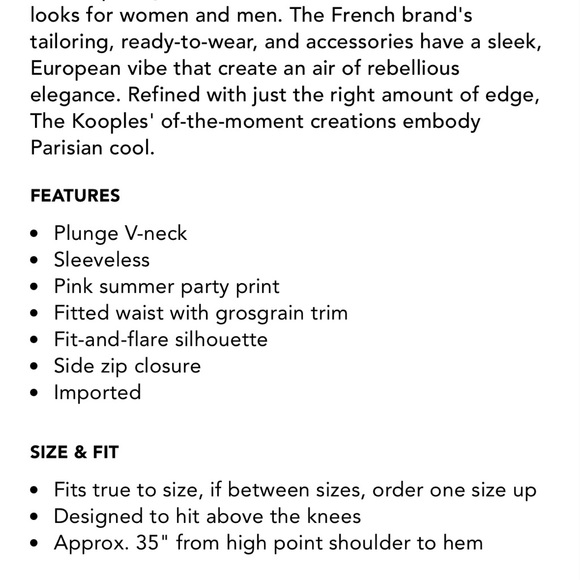 NWT The Kooples ‘Summer Party’Pink Floral Mini Dress - Picture 5 of 5